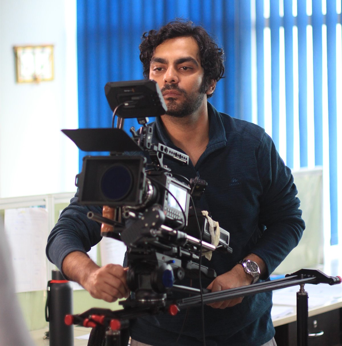 Anuj Goswami operating a camera rig